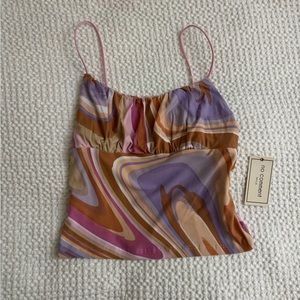 NWT NO COMMENT Swirl Strappy Tank Top Blouse